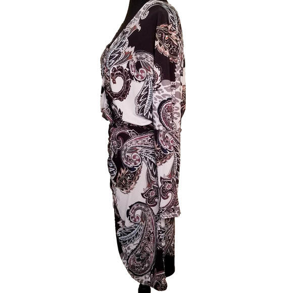 VENUS Career Casual Party Paisley Long Slv V-neck Elastic Waist Multicolor Sz M - Picture 2 of 8